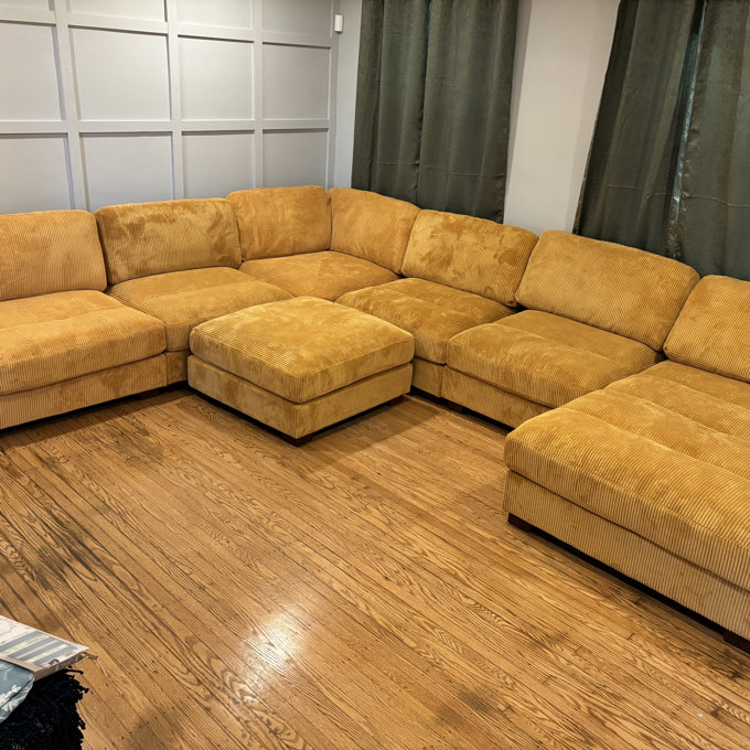 Wade Logan® Azuri 7 - Piece Upholstered Sectional & Reviews | Wayfair